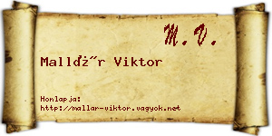 Mallár Viktor névjegykártya